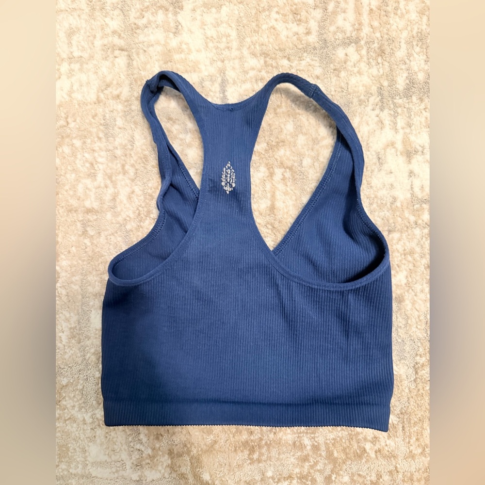 Free People Ribbed Racerback Bralette in Navy Blue - Picture 3 of 3
